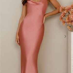THE PENELOPE COWL SATIN MAXI DRESS ROSE